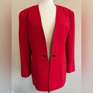 Hot Red Blazer with black and gold removable chain cuff links